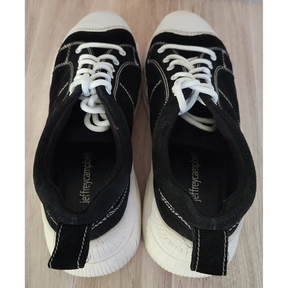 Jeffrey Campbell Women's Sneakers Size 8.5 Black Fabric White Chunky Soles